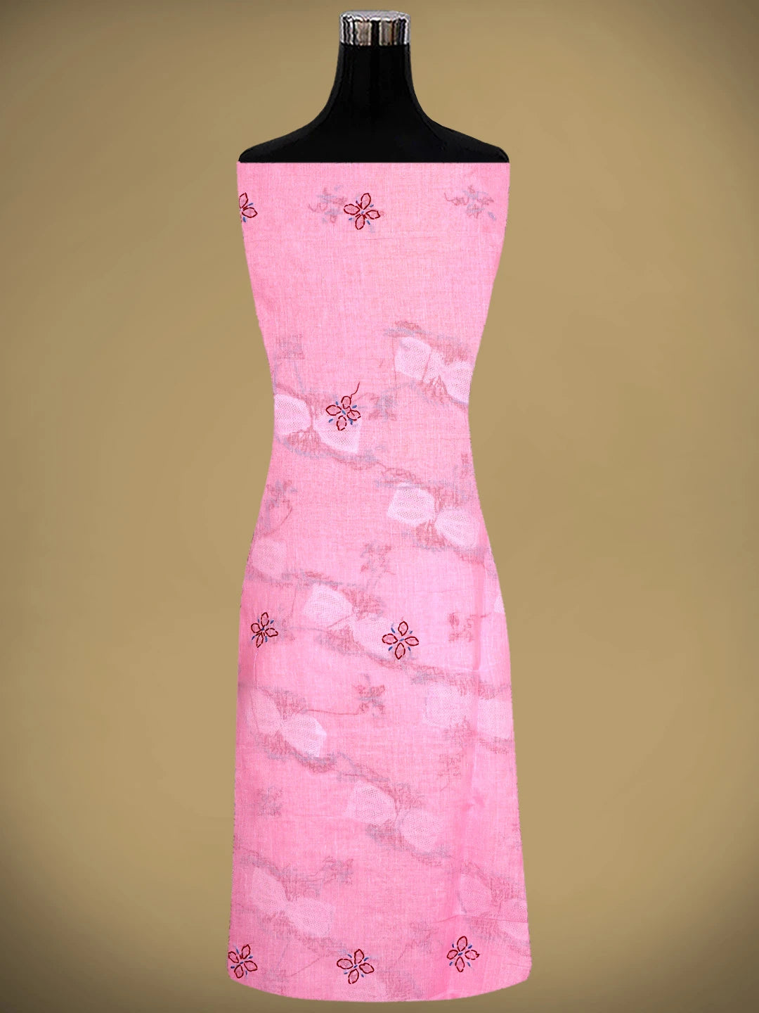 Ada Hand Embroidered Pink Cotton Lucknowi Chikankari Unstitched Suit Piece 01A916013