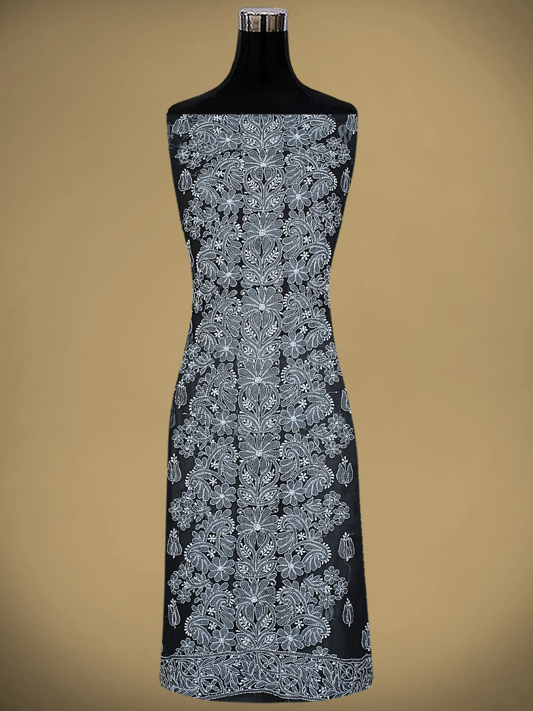 Ada Hand Embroidered Black Georgette Lucknowi Chikankari Unstitched Suit Piece 01A787943