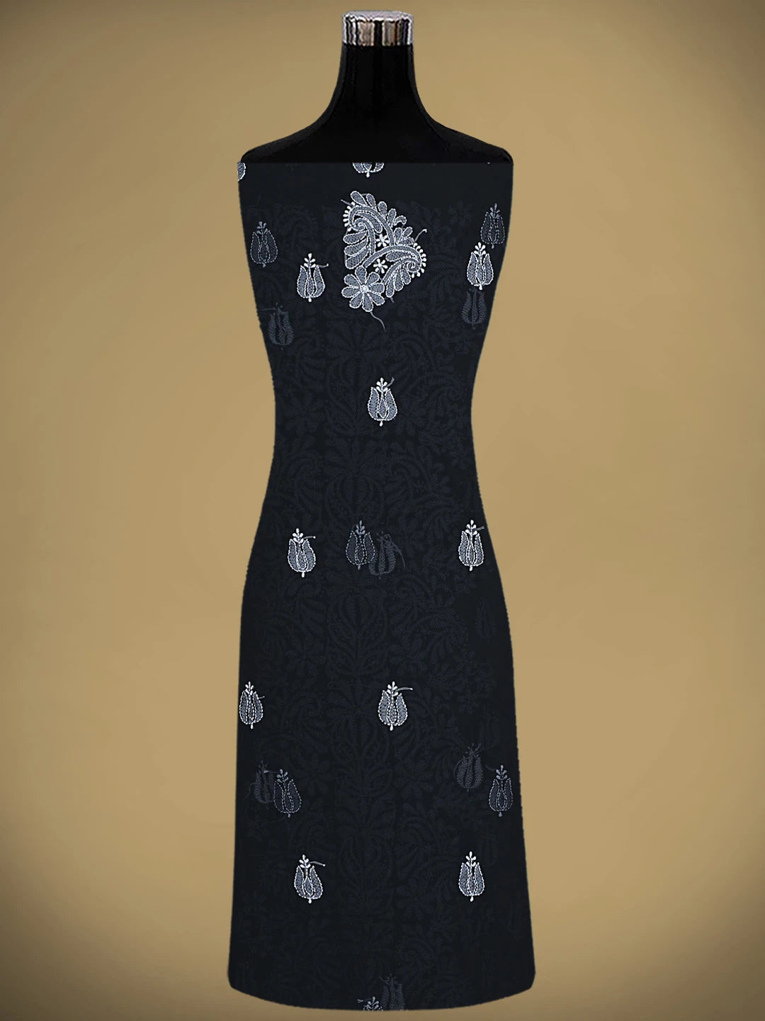 Ada Hand Embroidered Black Georgette Lucknowi Chikankari Unstitched Suit Piece 01A787943