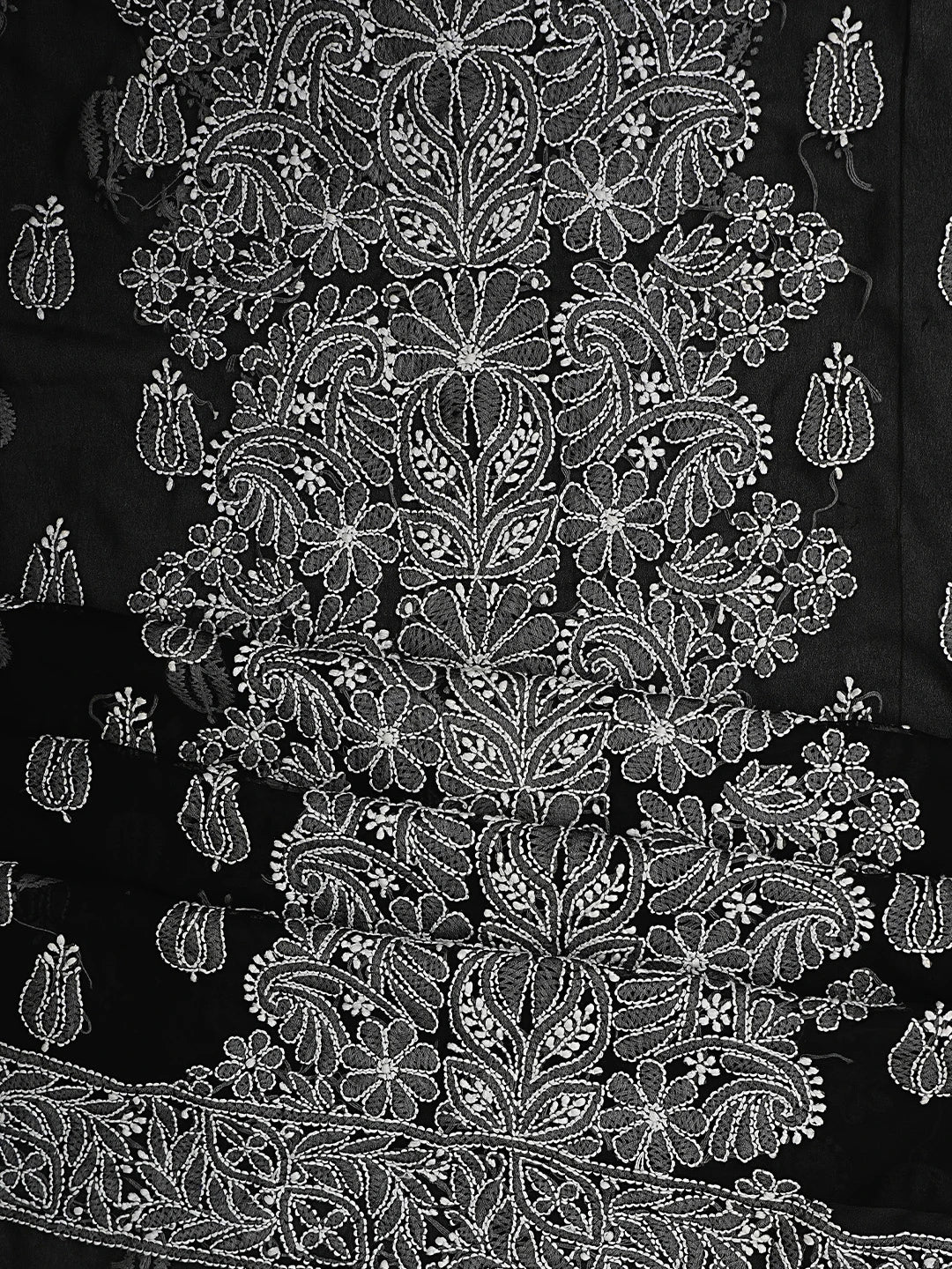Ada Hand Embroidered Black Georgette Lucknowi Chikankari Unstitched Suit Piece 01A787943