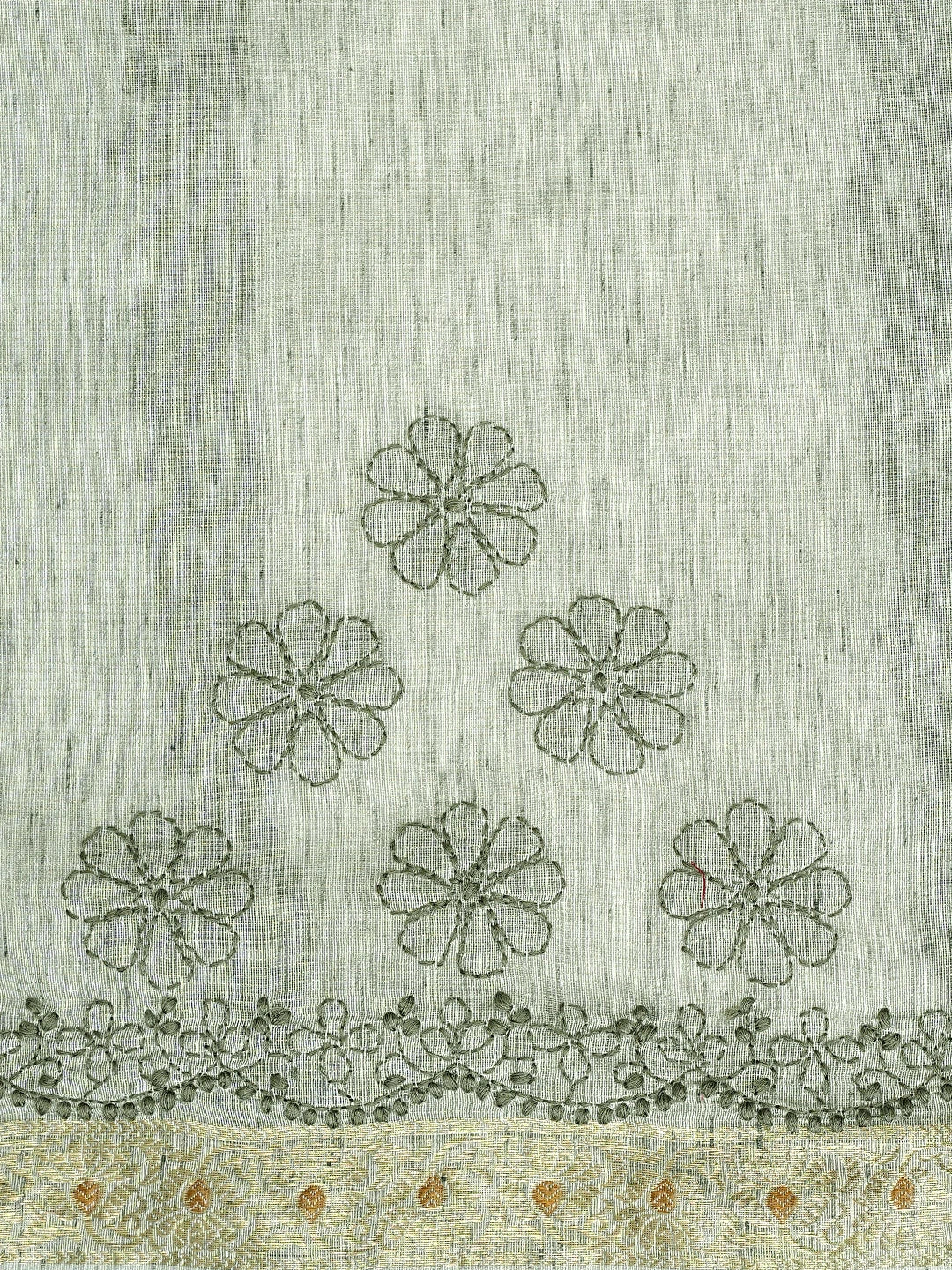 Ada Hand Embroidered Silver Grey Tissue Lucknowi Chikankari Saree With Blouse 01A918133