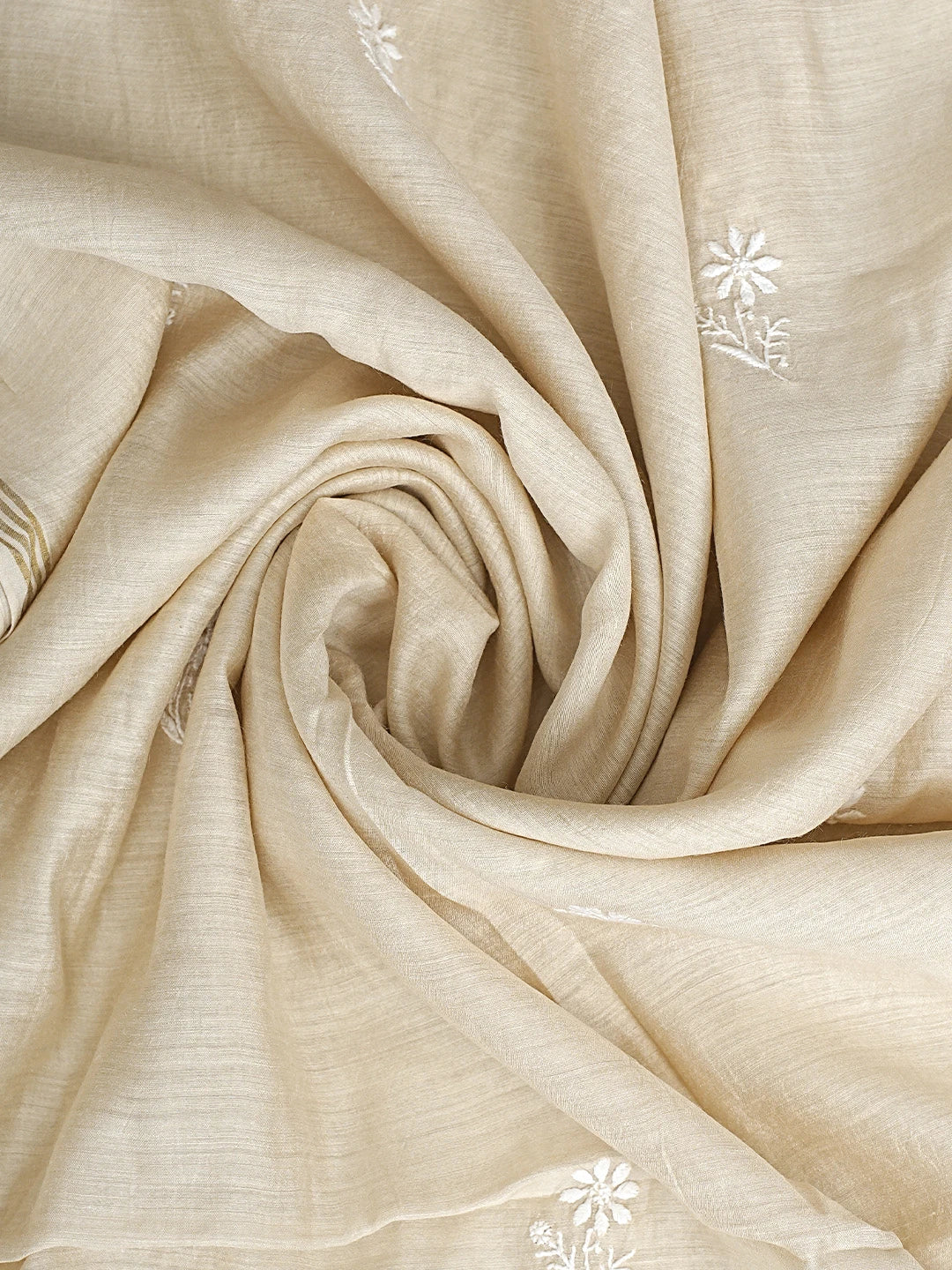 Ada Hand Embroidered Fawn Moonga Silk Lucknowi Chikankari Unstitched Kurta Dupatta Set 01A920319