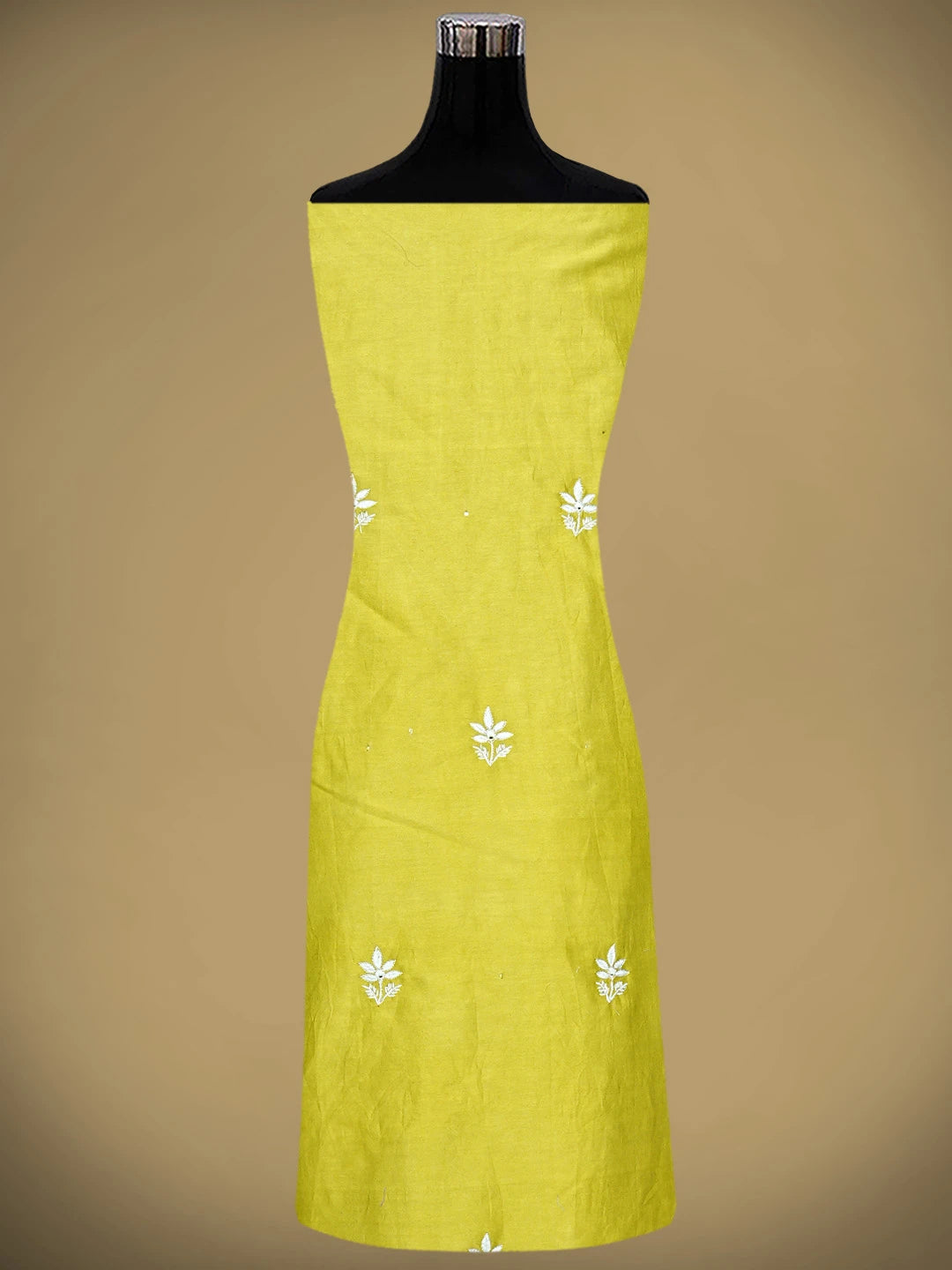 Ada Hand Embroidered Lime Green Chanderi Lucknowi Chikankari Unstitched Suit Piece With Sequinned Work 01A805662