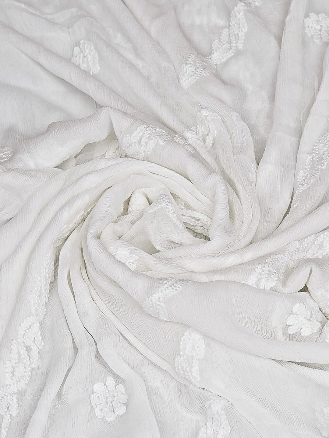 Ada Hand Embroidered White Chiffon Lucknowi Chikankari Dupatta 01A918823