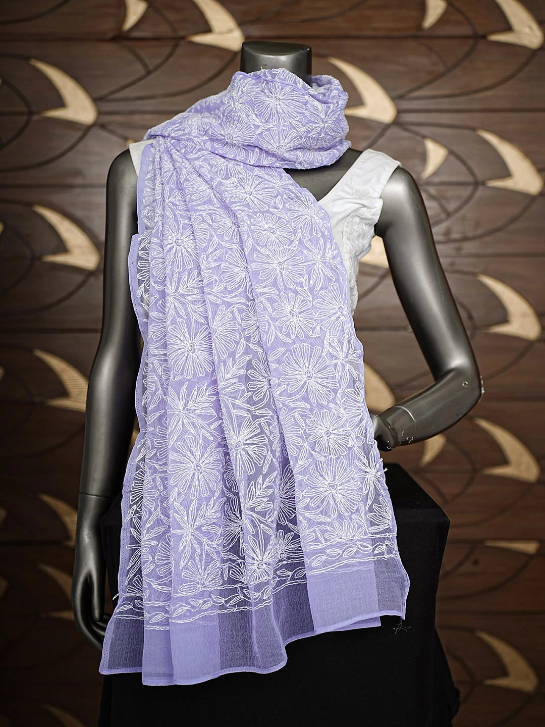 Ada Hand Embroidered Mauve Georgette Lucknowi Chikankari Dupatta 01A859605