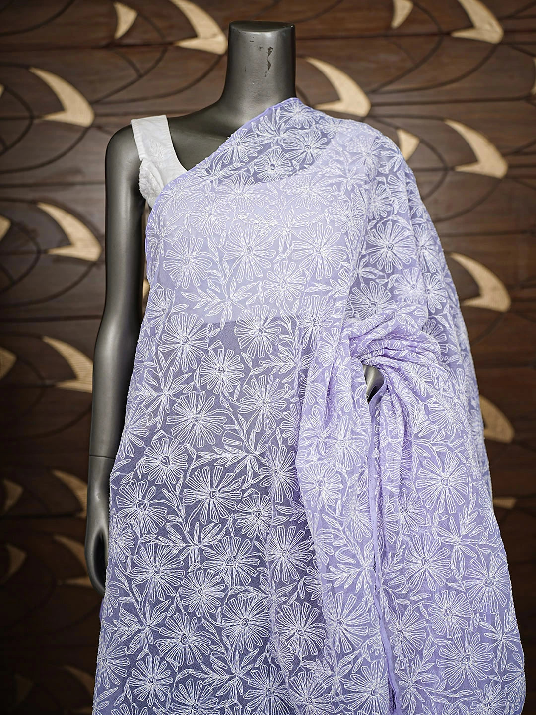 Ada Hand Embroidered Mauve Georgette Lucknowi Chikankari Dupatta 01A859605