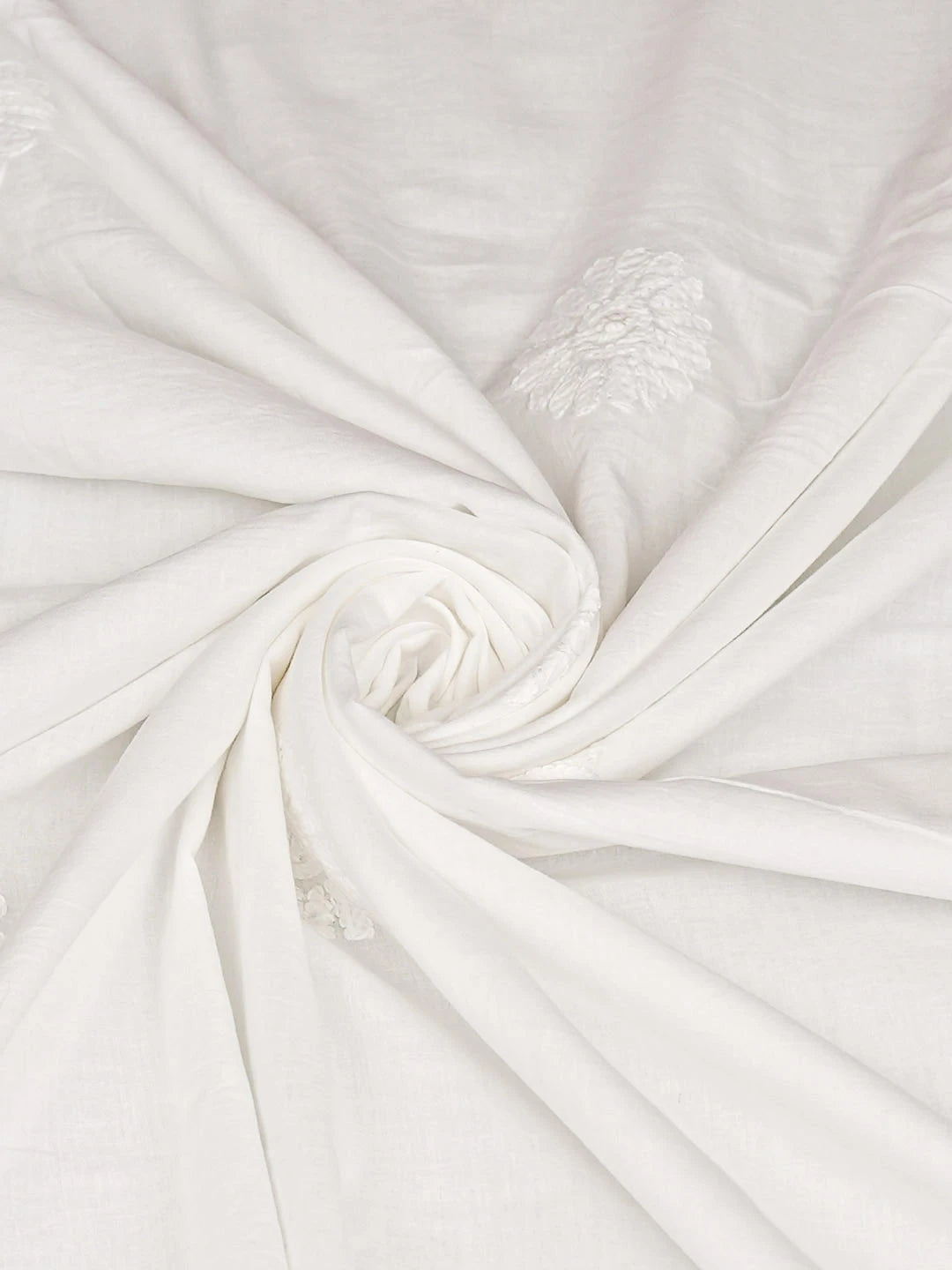Ada Hand Embroidered White Cotton Lucknowi Chikankari Dupatta 01A865922