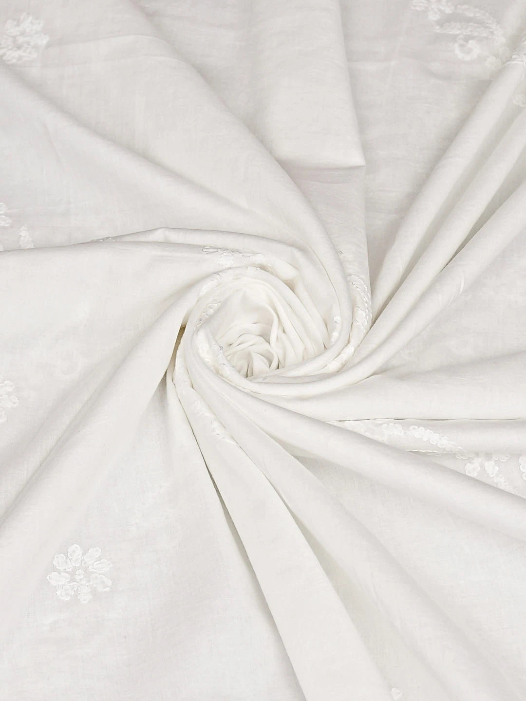 Ada Hand Embroidered White Cotton Lucknowi Chikankari Dupatta 01A866049