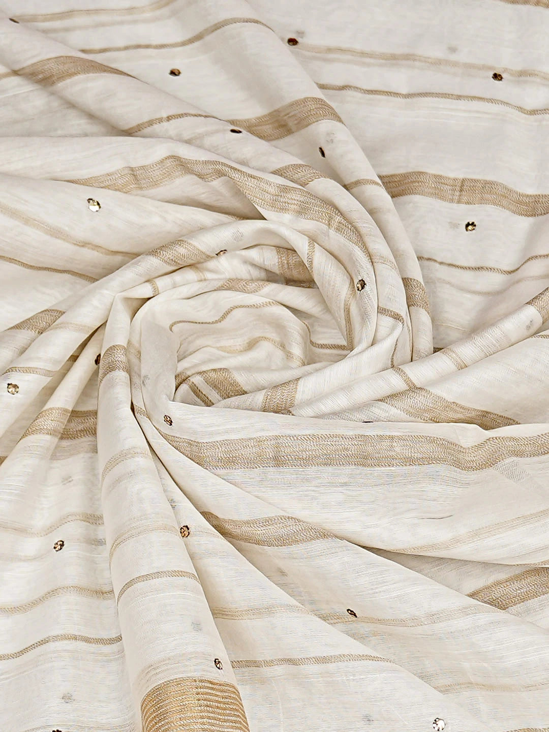 Ada Hand Embroidered White Chanderi Lucknowi Chikankari Dupatta With Muqaish/Mukaish Work 01A383486