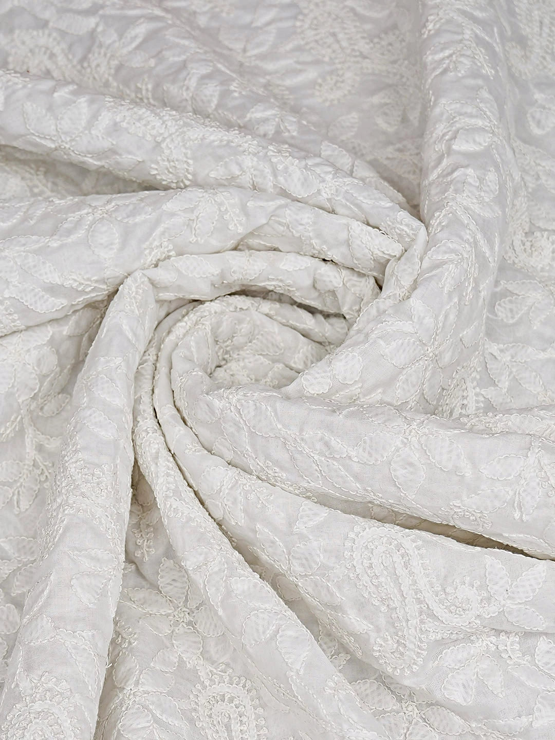 Ada Hand Embroidered White Cotton Lucknowi Chikankari Dupatta 01A800141