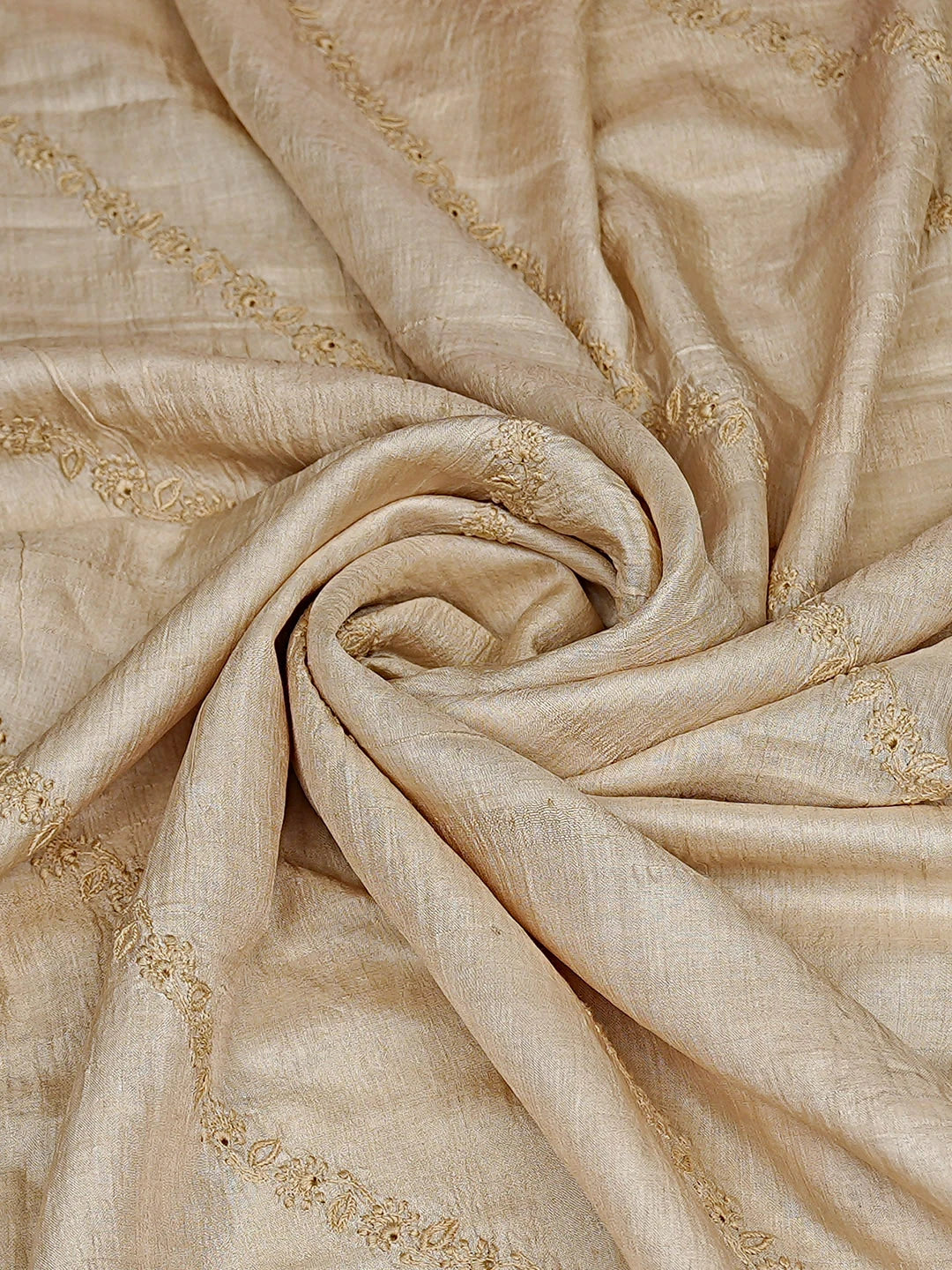 Ada Hand Embroidered Fawn Silk Lucknowi Chikankari Dupatta 01A256261