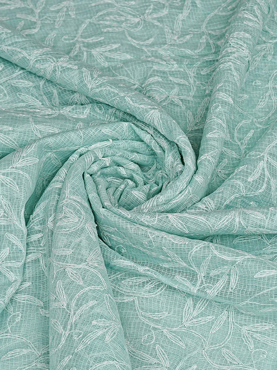 Ada Hand Embroidered Sea Green Kota Lucknowi Chikankari Dupatta 01A832048