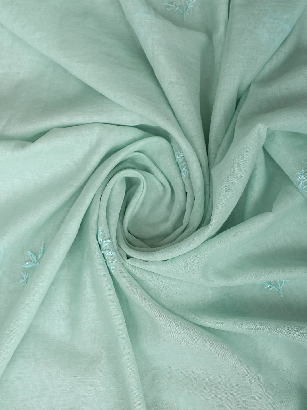 Ada Hand Embroidered Sea Green Chanderi Lucknowi Chikankari Unstitched Kurta Dupatta Set With Cutdana Work 01A911513