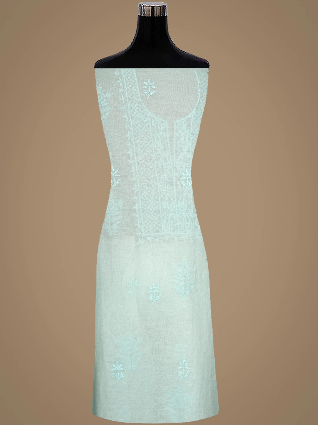 Ada Hand Embroidered Sea Green Chanderi Lucknowi Chikankari Unstitched Kurta Dupatta Set With Cutdana Work 01A911513