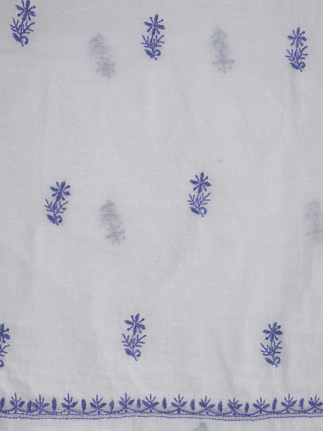 Ada Hand Embroidered White Ivory Chanderi Lucknowi Chikankari Unstitched Kurta Dupatta Set 01A903210