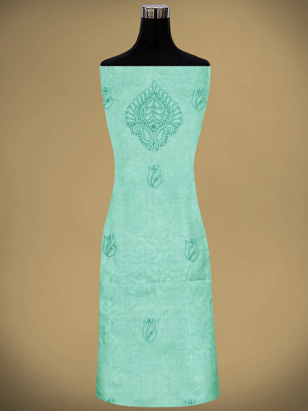 Ada Hand Embroidered Sea Green Silk Lucknowi Chikankari Unstitched Suit Piece 01A908068