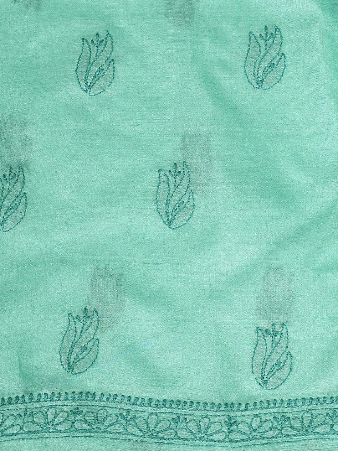 Ada Hand Embroidered Sea Green Silk Lucknowi Chikankari Unstitched Suit Piece 01A908068