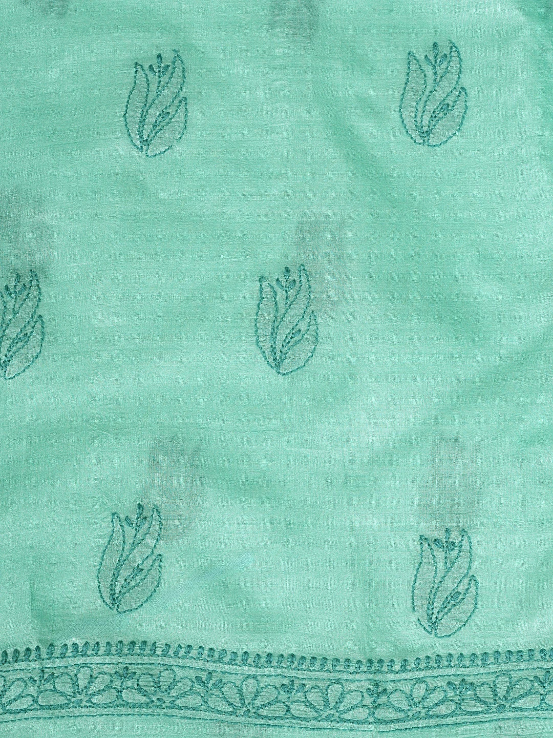 Ada Hand Embroidered Sea Green Silk Lucknowi Chikankari Unstitched Suit Piece 01A908068