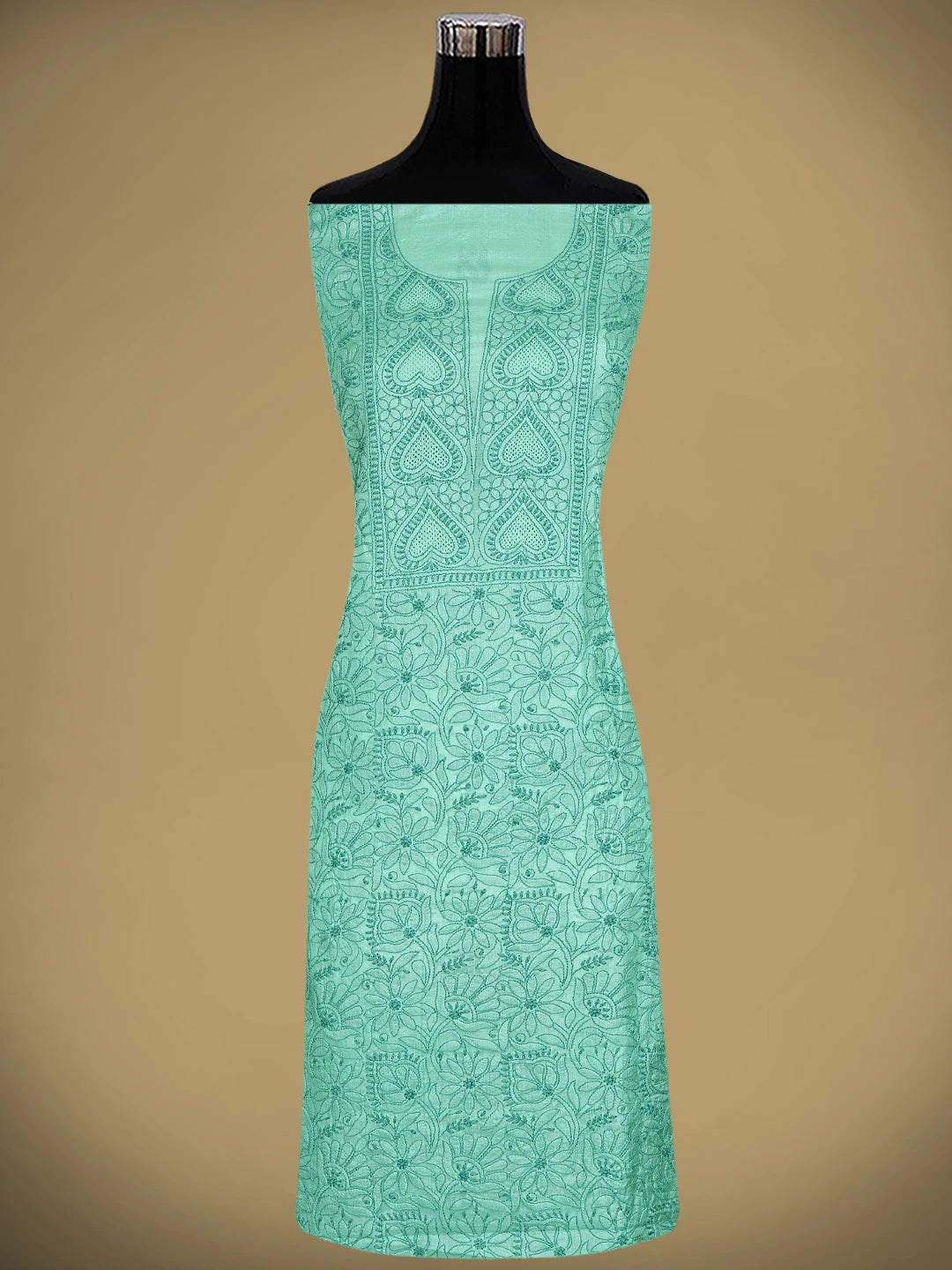 Ada Hand Embroidered Sea Green Silk Lucknowi Chikankari Unstitched Suit Piece 01A908068