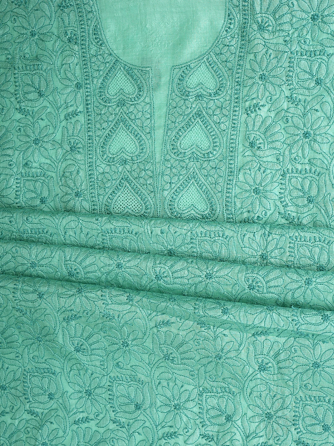 Ada Hand Embroidered Sea Green Silk Lucknowi Chikankari Unstitched Suit Piece 01A908068