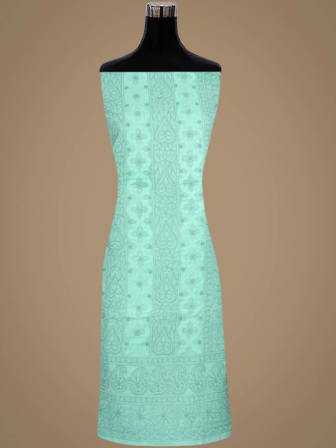 Ada Hand Embroidered Sea Green Cotton Lucknowi Chikankari Unstitched Suit Piece 01A900224