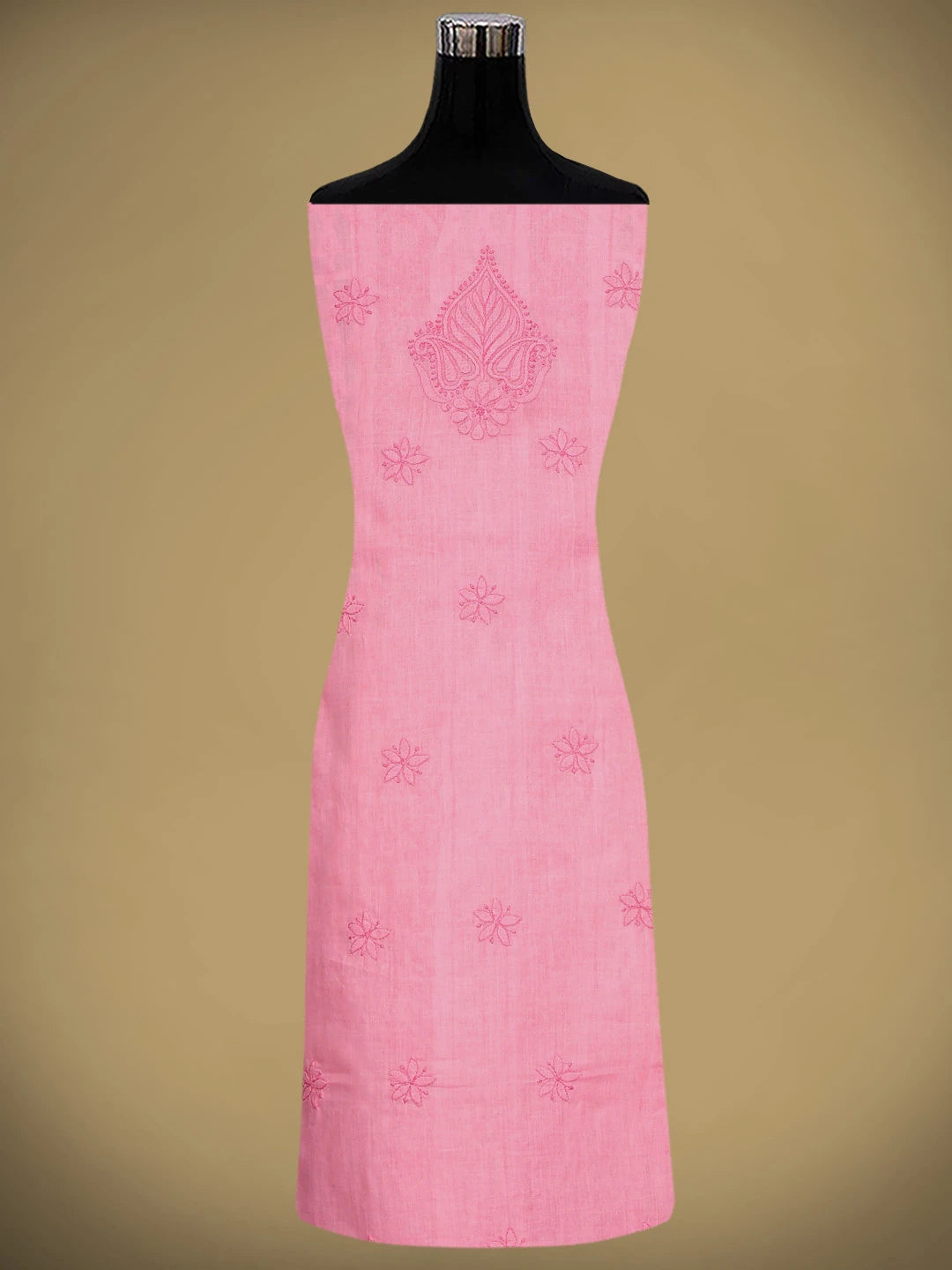Ada Hand Embroidered Momo Peach Cotton Lucknowi Chikankari Unstitched Suit Piece 01A900218