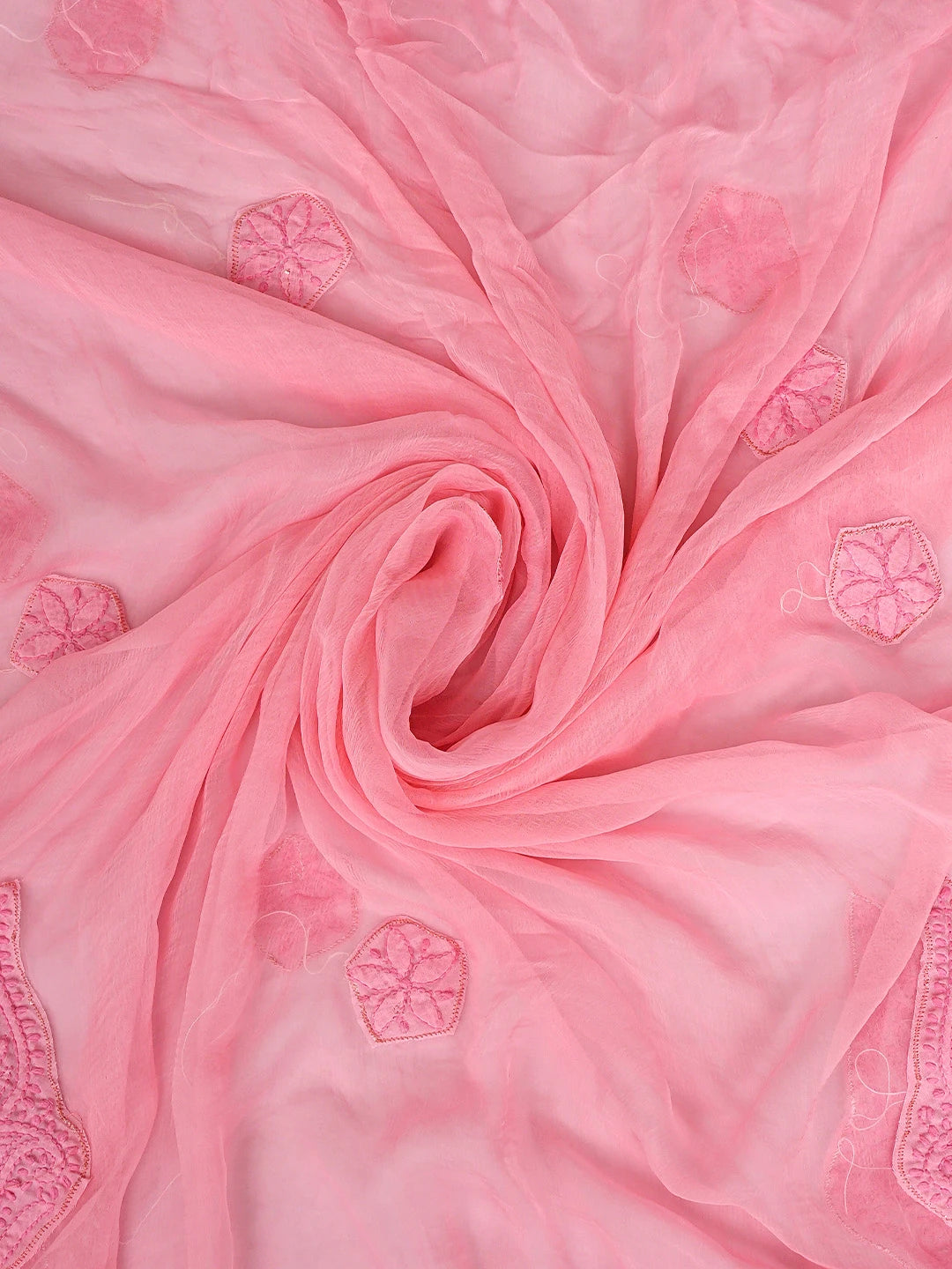 Ada Hand Embroidered Momo Peach Cotton Lucknowi Chikankari Unstitched Suit Piece 01A900218