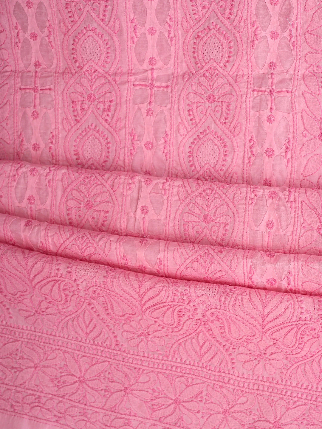 Ada Hand Embroidered Momo Peach Cotton Lucknowi Chikankari Unstitched Suit Piece 01A900218