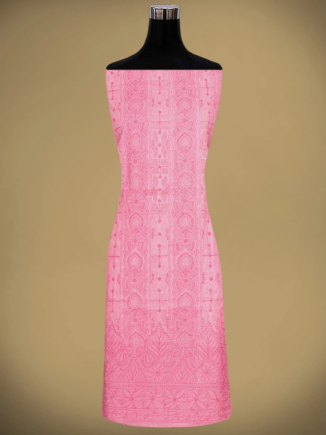 Ada Hand Embroidered Momo Peach Cotton Lucknowi Chikankari Unstitched Suit Piece 01A900218