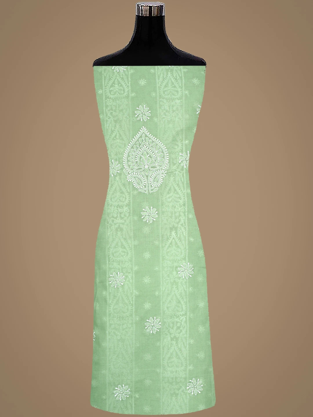 Ada Hand Embroidered Sage Green Cotton Lucknowi Chikankari Unstitched Suit Piece 01A900239
