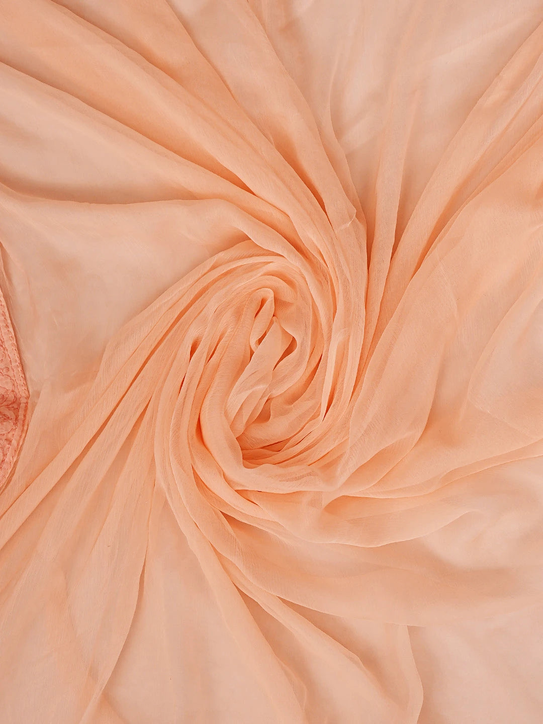 Ada Hand Embroidered Creamy Peach Cotton Lucknowi Chikankari Unstitched Suit Piece 01A900220