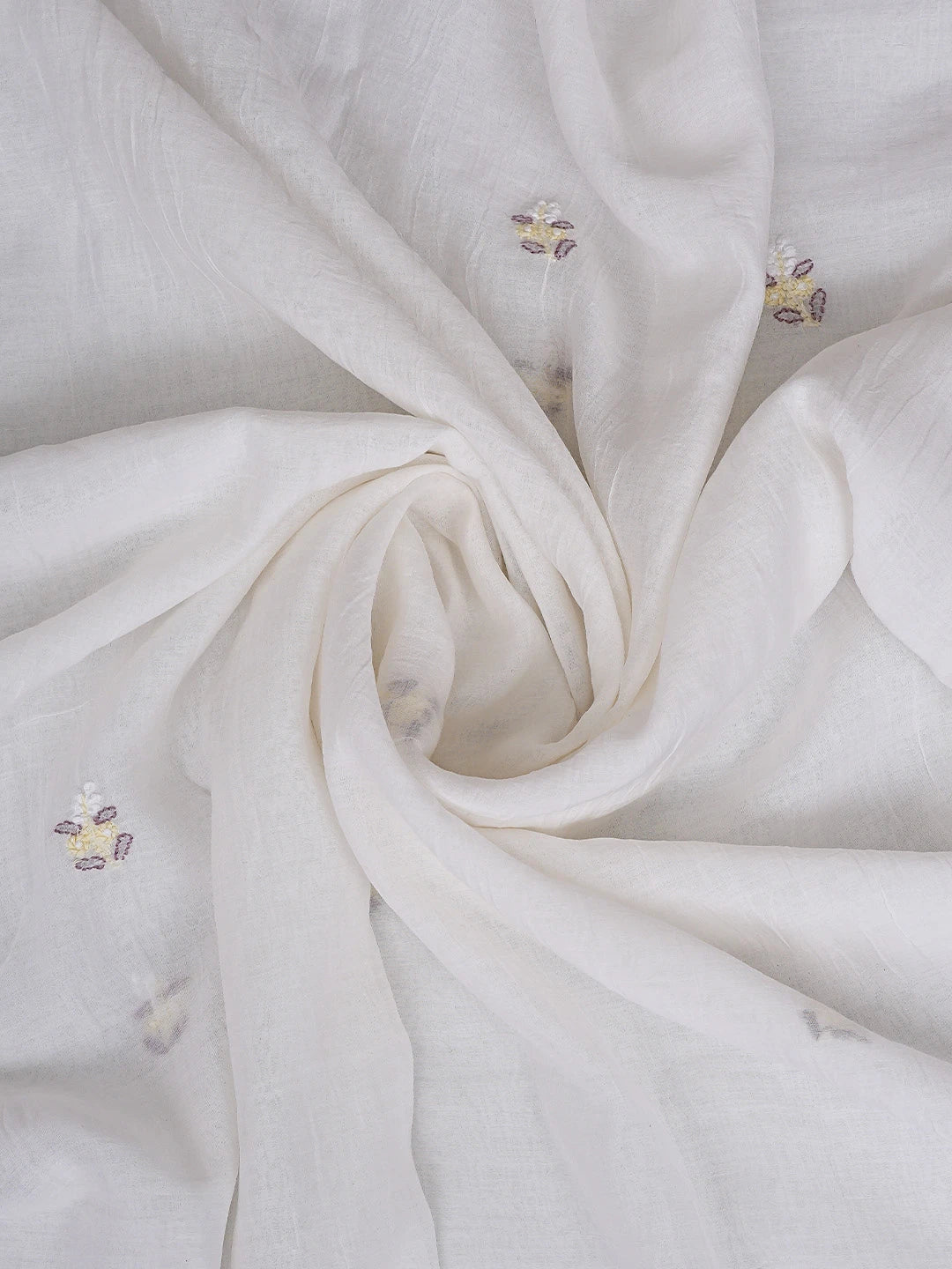 Ada Hand Embroidered White Chanderi Lucknowi Chikankari Unstitched Kurta Dupatta Set 01A903880