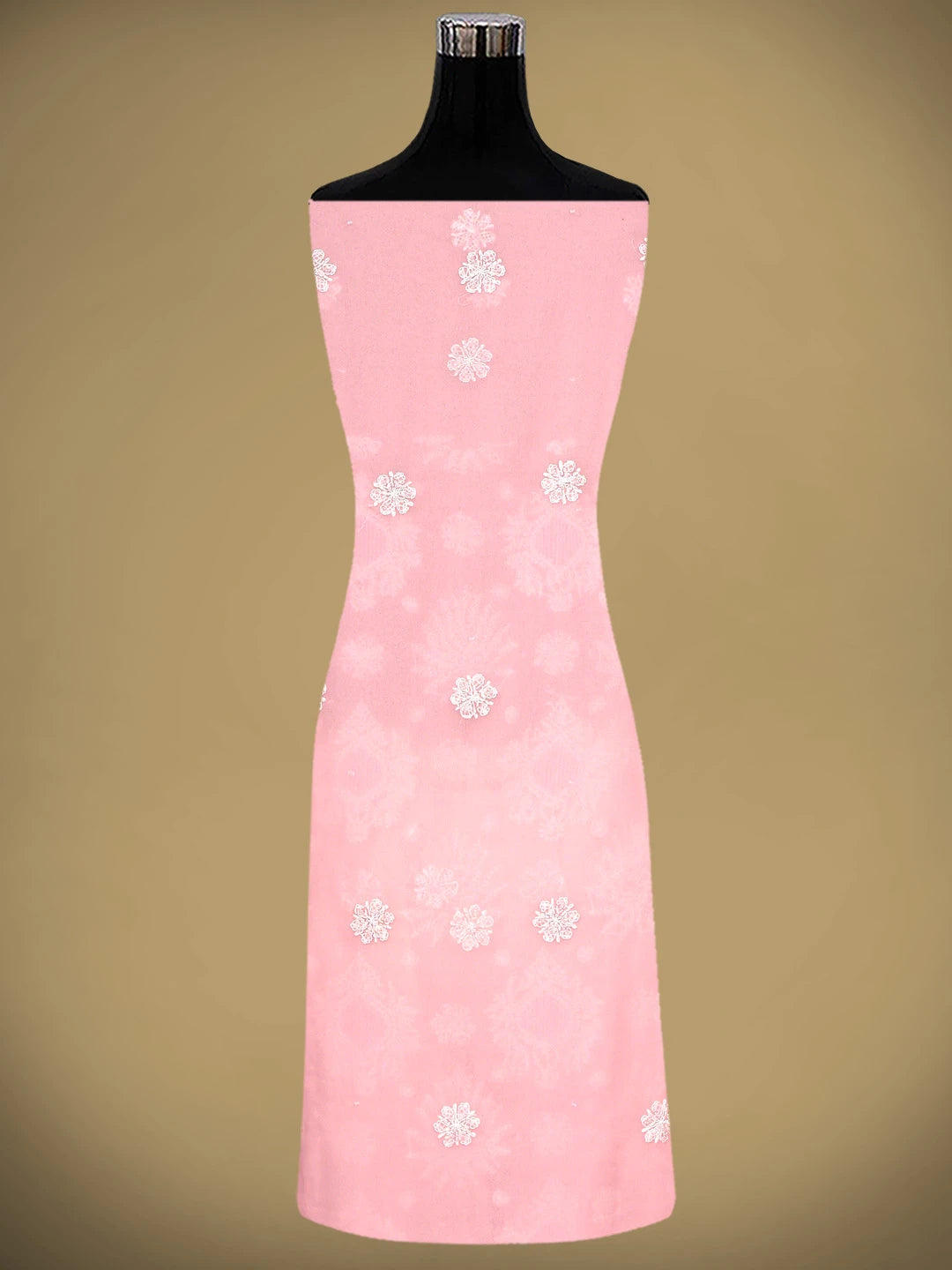 Ada Hand Embroidered Peach Georgette Lucknowi Chikankari Unstitched Suit Piece With Pearl Work  01A919732
