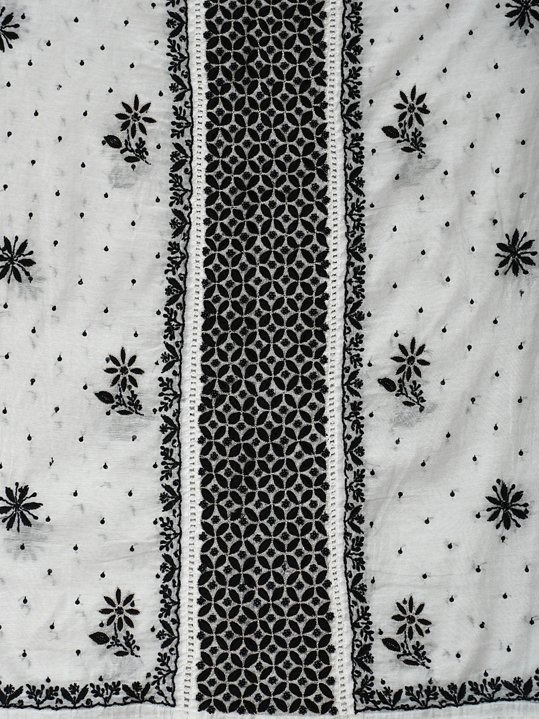 Ada Hand Embroidered White Chanderi Lucknowi Chikankari Semi-stitched Kurta Dupatta Set With Sequinned 01A899368