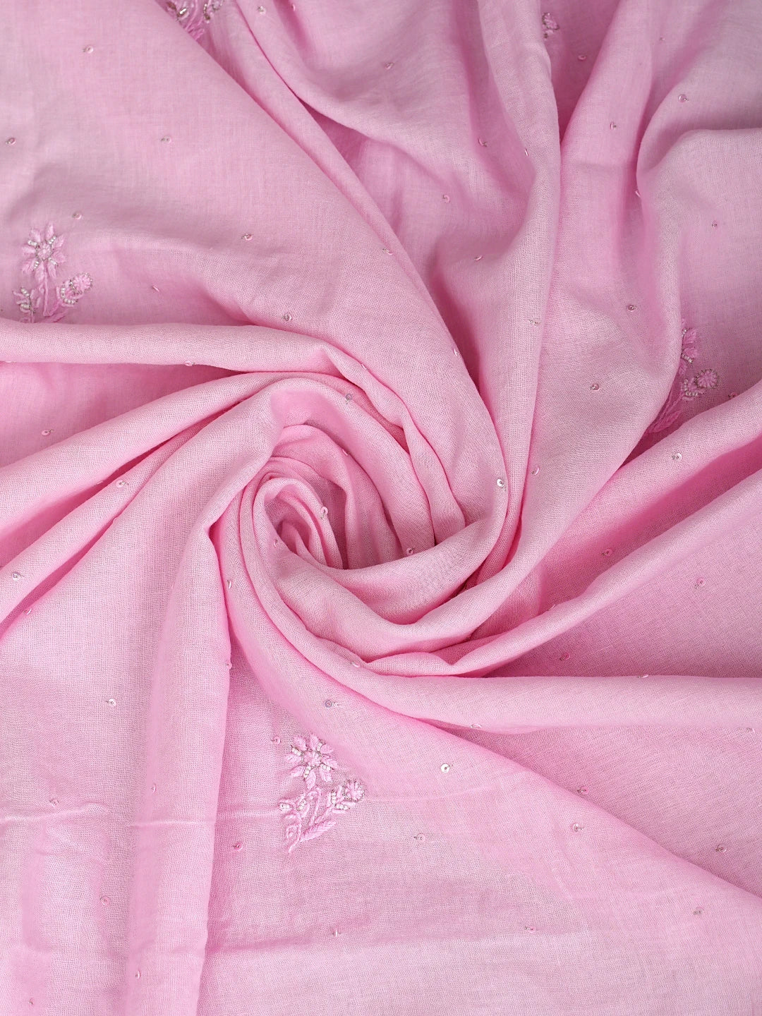 Ada Hand Embroidered Light Pink Cotton Lucknowi Chikankari Unstitched Kurta Dupatta Set with Pearl Work 01A780679