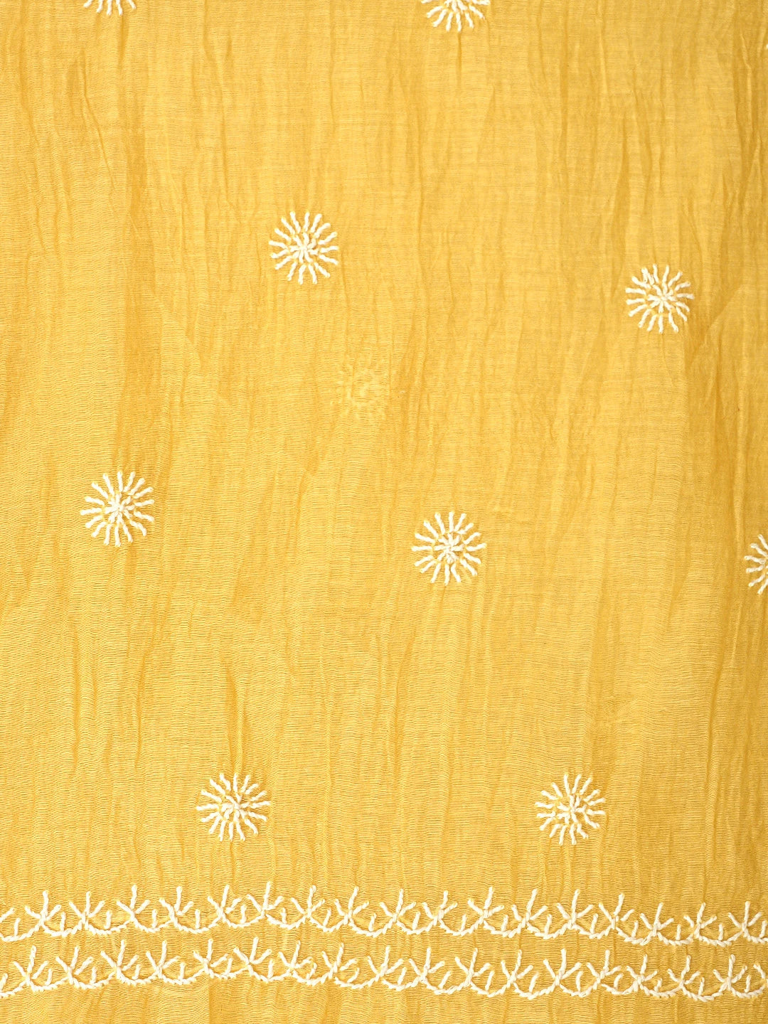 Ada Hand Embroidered Yellow Chanderi Lucknowi Chikankari Unstitched Kurta Dupatta Set With Cutdana Work 01A898247