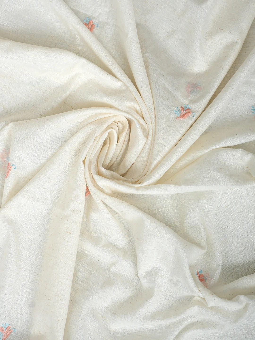 Ada Hand Embroidered Ivory White Khadi Chanderi Lucknowi Chikankari Semi-stitched Kurta Dupatta Set 01A896606