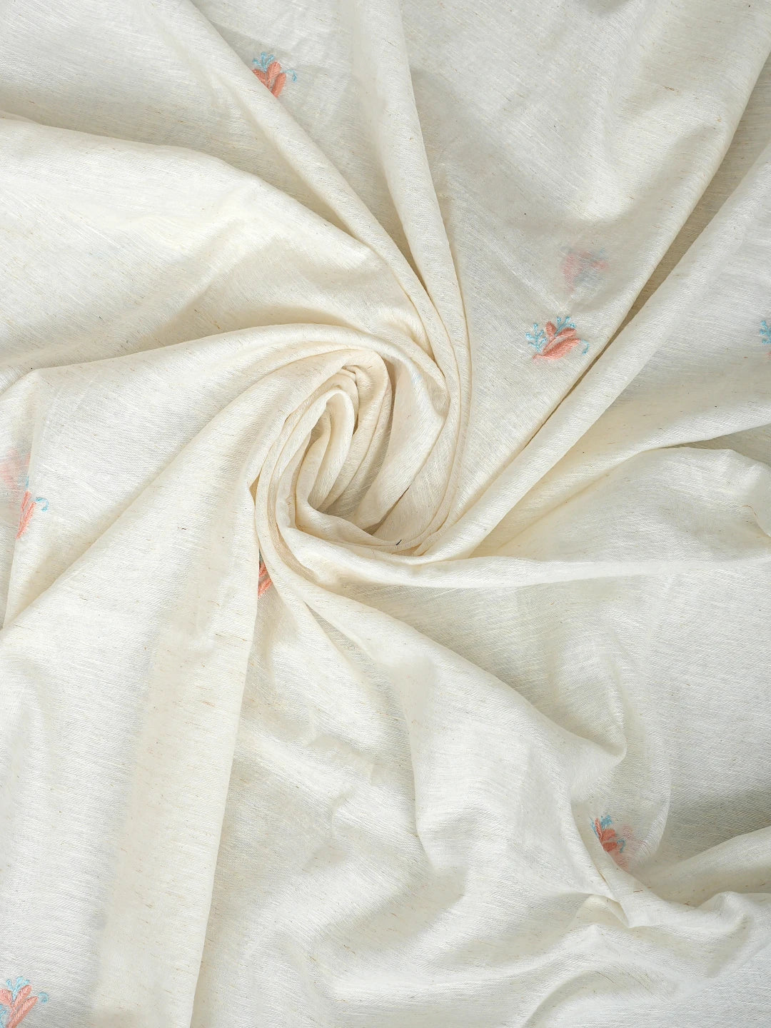 Ada Hand Embroidered Ivory White Khadi Chanderi Lucknowi Chikankari Semi-stitched Kurta Dupatta Set 01A896606
