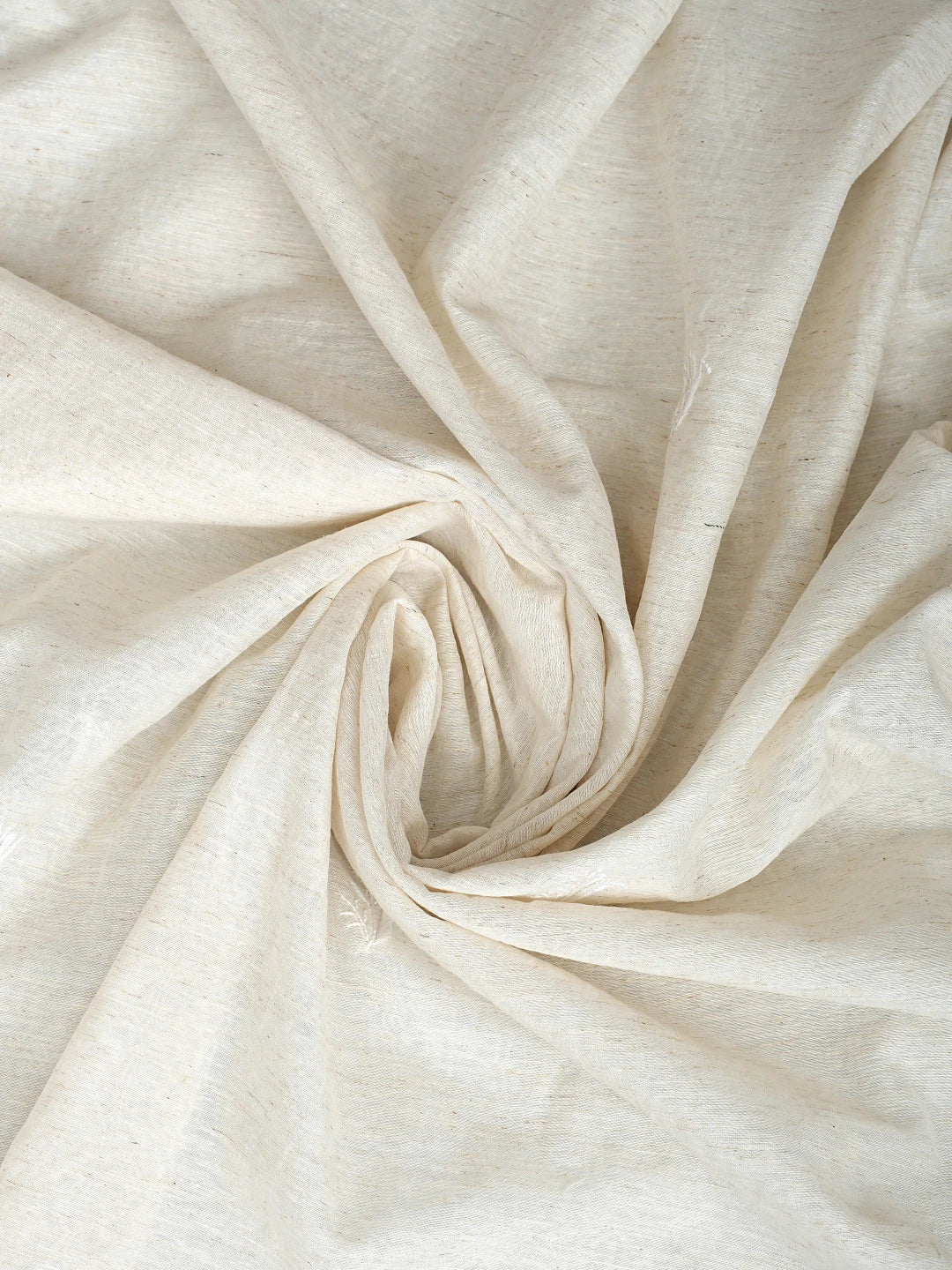Ada Hand Embroidered Ivory White Khadi Chanderi Lucknowi Chikankari Semi-Stitched Kurta Dupatta Set 01A896626
