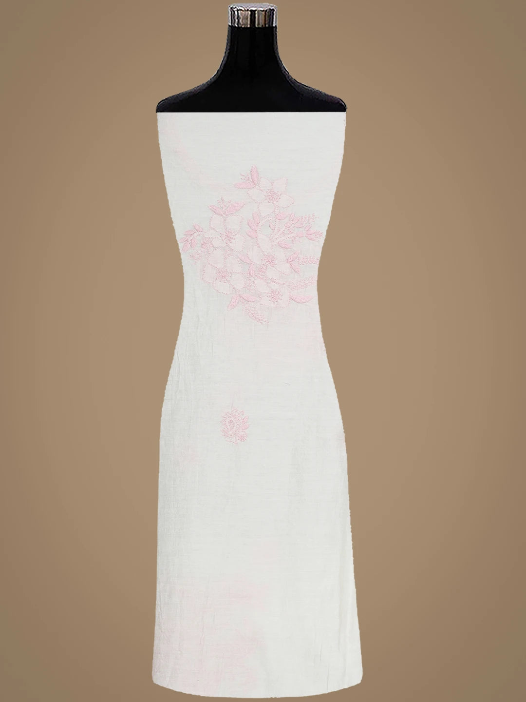 Ada Hand Embroidered Ivory White Chanderi Lucknowi Chikankari Semi-stitched Kurta Dupatta Set 01A896641