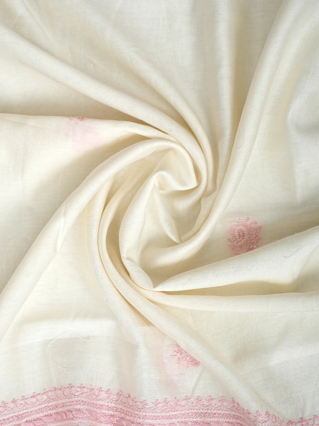 Ada Hand Embroidered Ivory White Chanderi Lucknowi Chikankari Semi-stitched Kurta Dupatta Set 01A896641