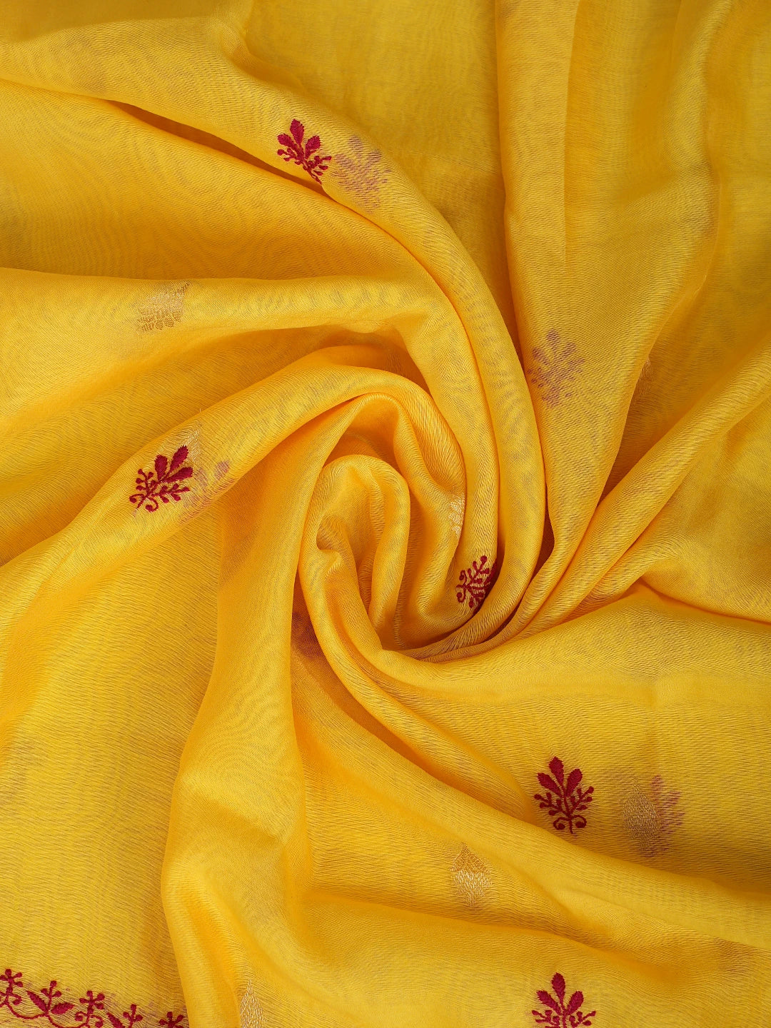 Ada Hand Embroidered Yellow Chanderi Lucknowi Chikankari Unstitched Kurta Dupatta Set 01A904289