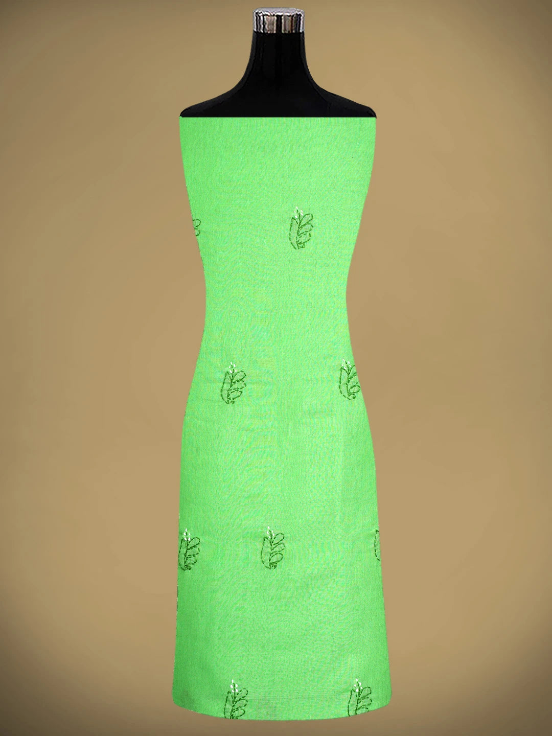 Ada Hand Embroidered Forest Green Cotton Lucknowi Chikankari Unstitched Suit Piece 01A853001