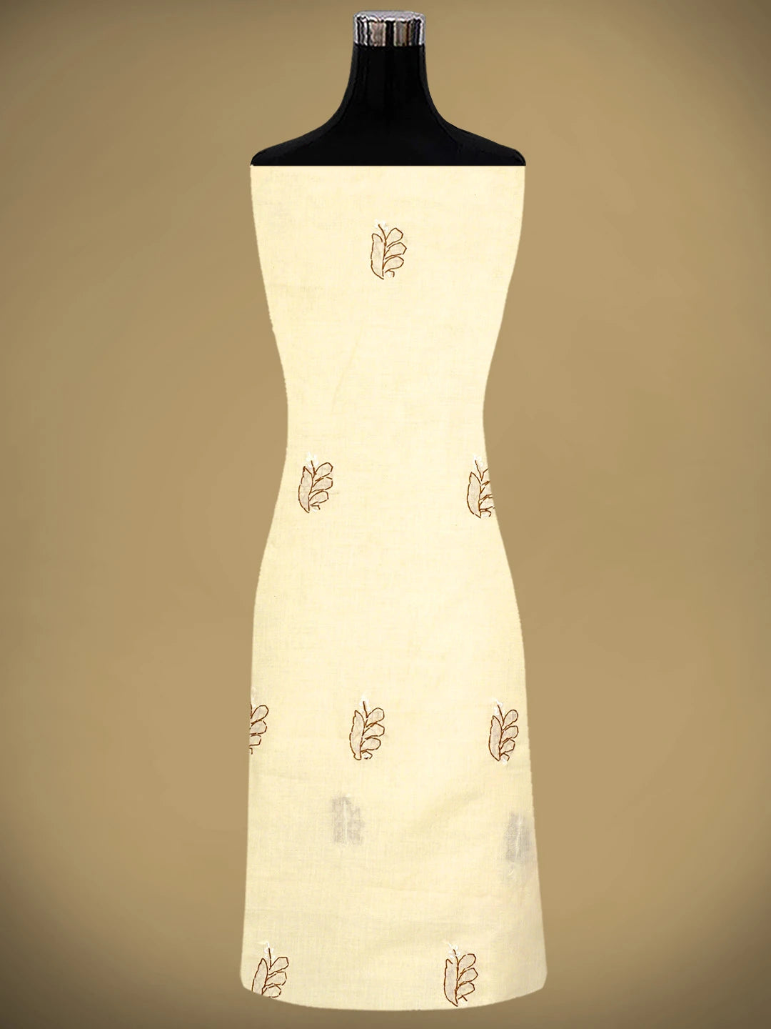 Ada Hand Embroidered Fawn Cotton Lucknowi Chikankari Unstitched Suit Piece 01A919776