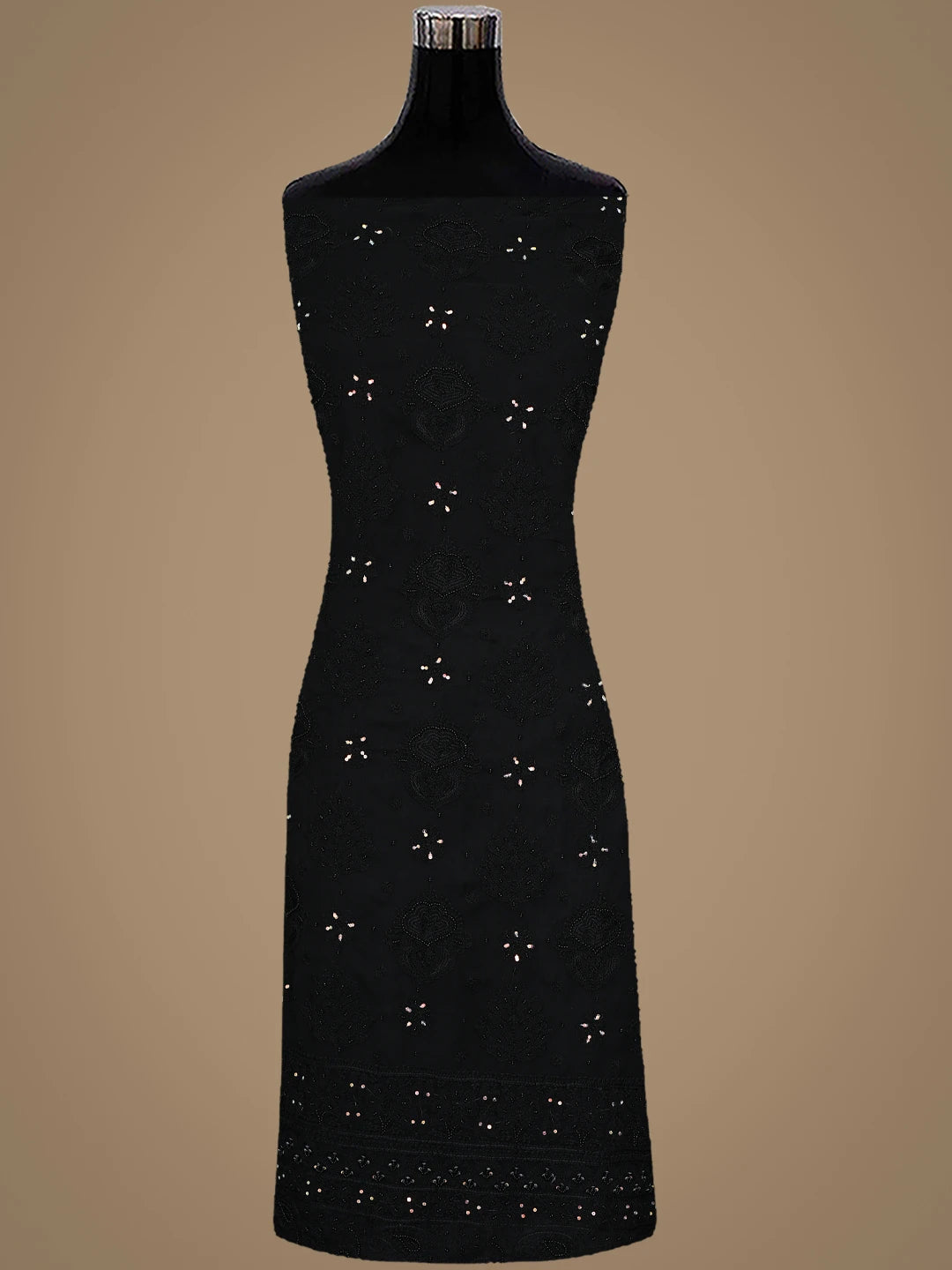 Ada Hand Embroidered Black Georgette Lucknowi Chikankari Unstitched Suit Piece With Pearl Work 01A919739