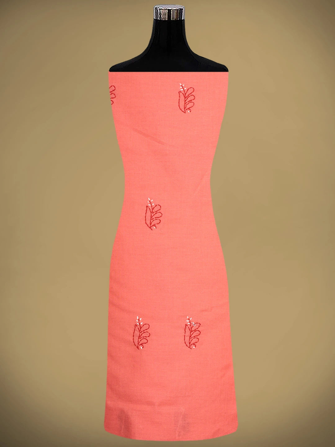 Ada Hand Embroidered Carrot Pink Cotton Lucknowi Chikankari Unstitched Suit Piece 01A919770