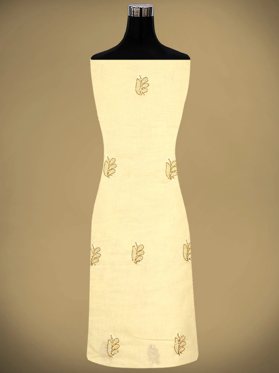 Ada Hand Embroidered Fawn Cotton Lucknowi Chikankari Unstitched Suit Piece 01A919775