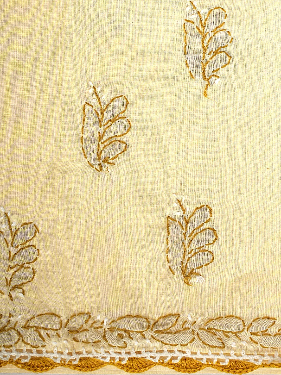 Ada Hand Embroidered Fawn Cotton Lucknowi Chikankari Unstitched Suit Piece 01A919775