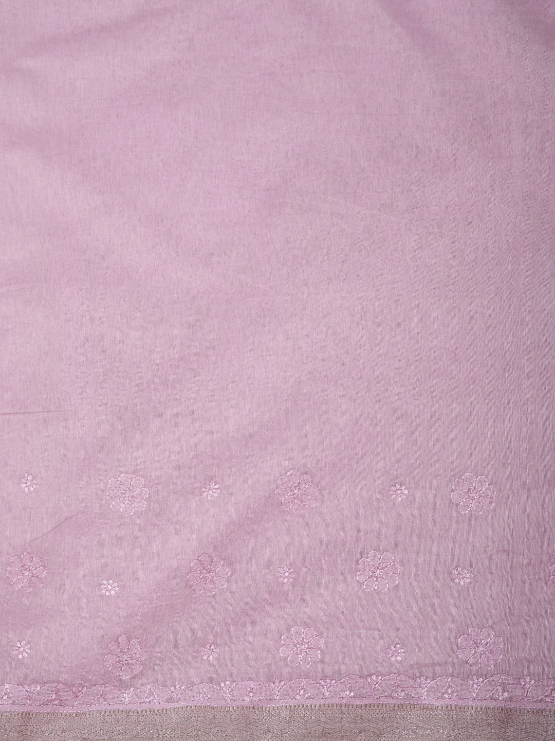 Ada Hand Embroidered Pink Chanderi Lucknowi Chikankari Saree and Blouse 01A919749
