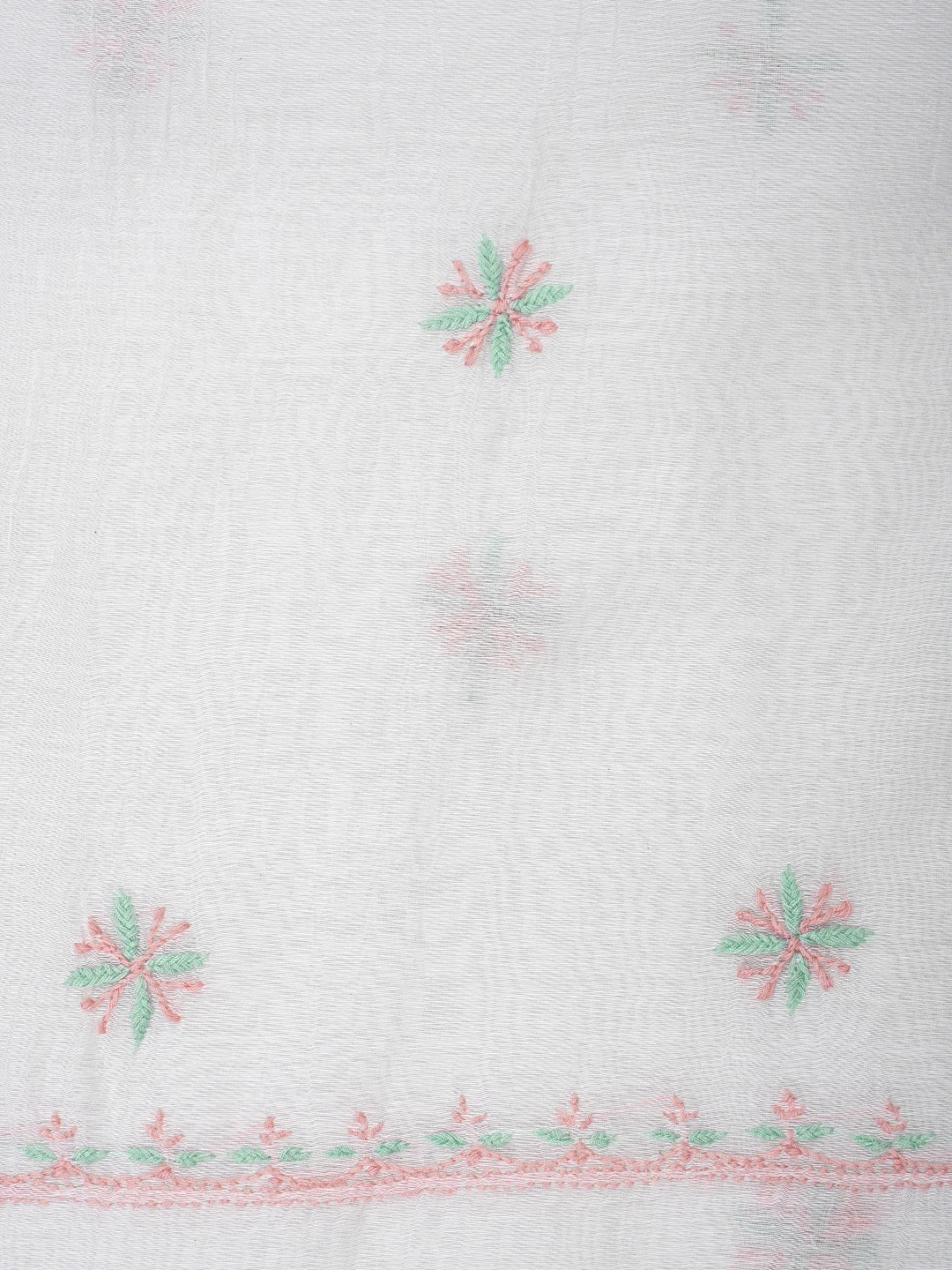 Ada Hand Embroidered White Ivory Cream Chanderi Lucknowi Chikankari Unstitched Kurta Dupatta Set 01A903123